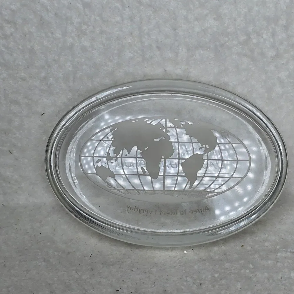 Hendricks Branded Glass Paperweight World Map Oblong 4x3x1